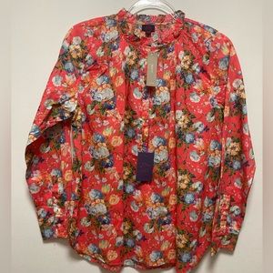J.Crew Orange Floral Long Sleeve Liberty Fabric Size 4